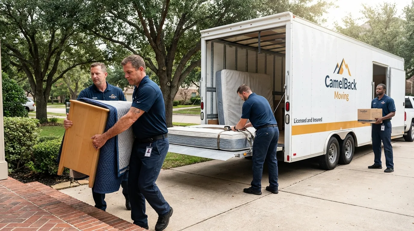 Crew loading residential truck for cross-state move from Davison, MI
